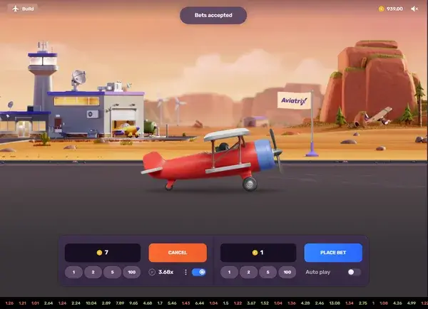 auto cash out value typed into the bet panel