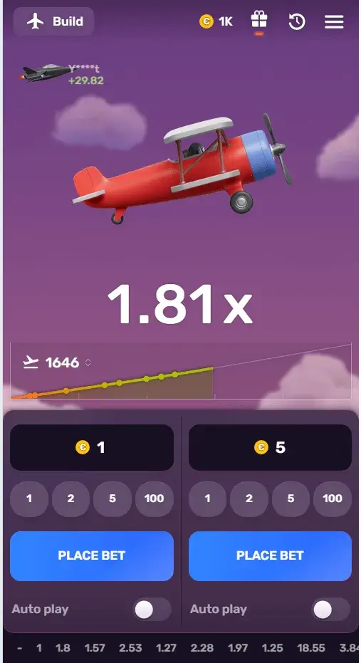 mobile view of Aviatrix with clear bet buttons
